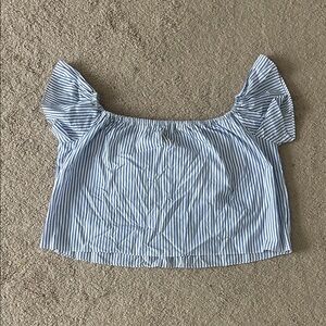 Zara Blue and White Striped Blouse